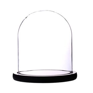 artlass glass cloche bell jar display dome with black wooden base 6″ x 7″