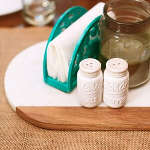 Goodscious White Mason Jar Salt and Pepper Shakers - Kitchen Ceramic Shaker - Retro Farmhouse Decor - Kitchen Accessories Home Decor - Rustic Home Accessory and Gifts - Baking Supplies - 2 Piece Set