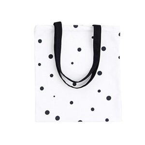 nuni black polka dot pattern canvas tote bag school bag white, medium