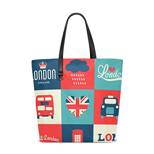 ALAZA London British Flag Tote Bag Purse Handbag for Women Girls