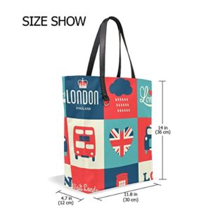 ALAZA London British Flag Tote Bag Purse Handbag for Women Girls