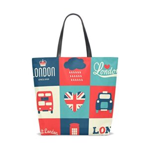 ALAZA London British Flag Tote Bag Purse Handbag for Women Girls