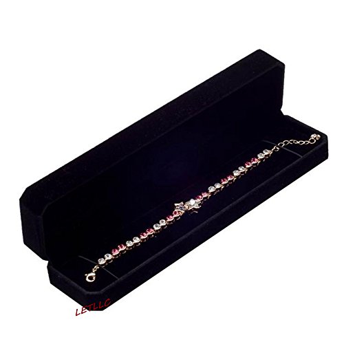 LILY TREACY Black Velvet Bracelet Necklace Watch Box Case Pendant Chain Gift, Holidays