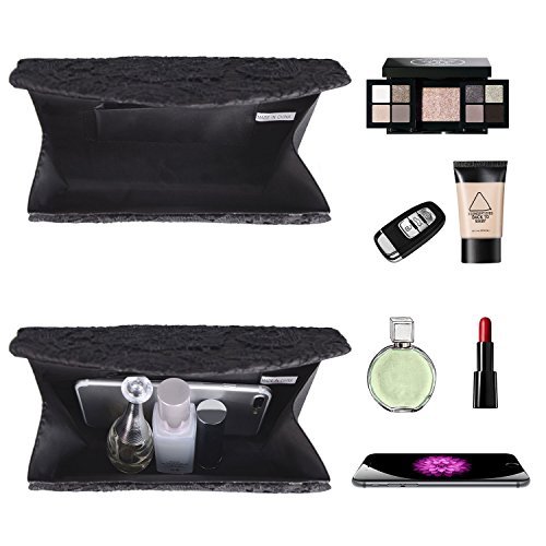 BAGLAMOR Women's Elegant Floral Lace Envelope Clutch Evening Prom Handbag Purse (Black)