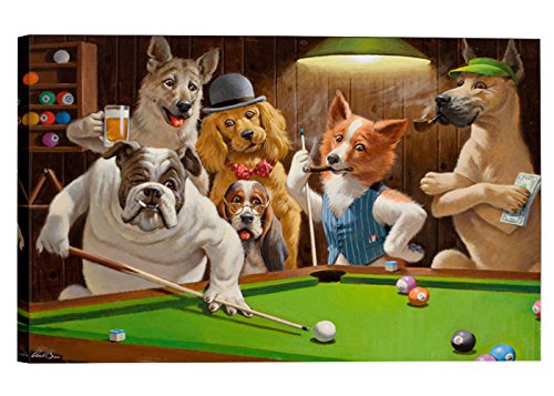 Eliteart-Dogs Playing Pool Billiard Artisan by Cassius Marcellus Coolidge Oil Painting Reproduction Giclee Wall Art Canvas Prints