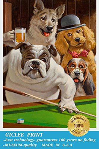 Eliteart-Dogs Playing Pool Billiard Artisan by Cassius Marcellus Coolidge Oil Painting Reproduction Giclee Wall Art Canvas Prints