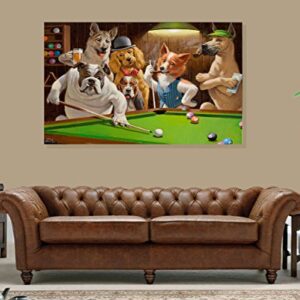 Eliteart-Dogs Playing Pool Billiard Artisan by Cassius Marcellus Coolidge Oil Painting Reproduction Giclee Wall Art Canvas Prints