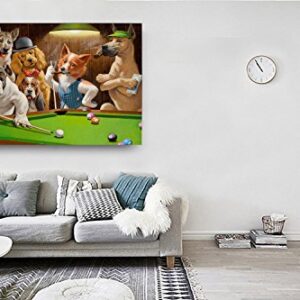 Eliteart-Dogs Playing Pool Billiard Artisan by Cassius Marcellus Coolidge Oil Painting Reproduction Giclee Wall Art Canvas Prints