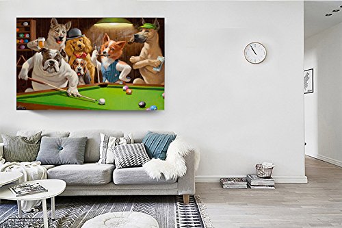 Eliteart-Dogs Playing Pool Billiard Artisan by Cassius Marcellus Coolidge Oil Painting Reproduction Giclee Wall Art Canvas Prints