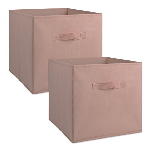 DII Non Woven Fabric Storage Bin Collection Collapsible Organizer Cube, Small Set, 13x13x13", Millennial Pink, 2 Count