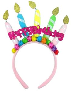 happy birthday banner headband with candles party accessory