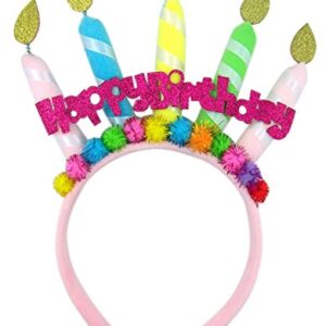 Happy Birthday Banner Headband with Candles Party Accessory