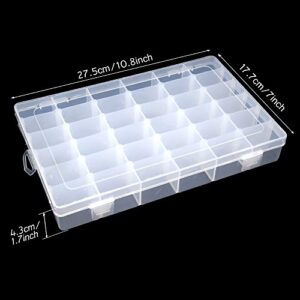 KLOUD City Jewelry Box Organizer Storage Container with Adjustable Dividers 36 Grids (Clear Plastic)