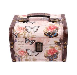 waahome butterfly wooden treasure boxes decorative jewelry keepsakes box for kids girls women gifts,pink (7.1”x5.6”x4.7”)