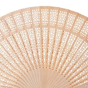 Sepwedd Set of 50pcs Sandalwood Fan Baby Shower Gifts Favors with Gift Bags and Tassels Wooden Folding Fan