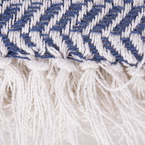 DII Modern Farmhouse Cotton Herringbone Blanket Throw with Fringe for Chair, Couch, Picnic, Camping, Beach, & Everyday Use, 50 x 60 - French Blue