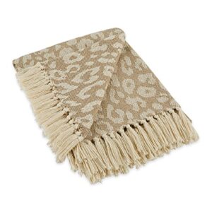 dii bold eclectic leopard woven throw, 50×60, tan with white spots