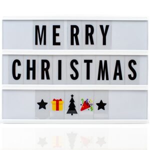 Cinema Light Box with Letters - Vintage Cinematic Light Up Message And Note Sign With 240 Letters, Numbers, Symbols & Emojis – Personalized A4 White LED Lightbox With Extra Long Durable USB Cable