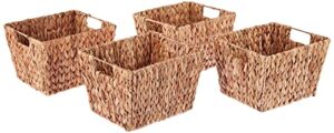 trademark innovations hyacinth storage basket with handles, rectangular (set of 4, 11.5″)