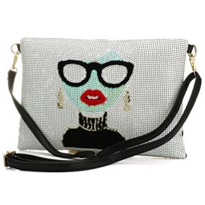 Simcat Oversized Clutch Bag Purse,Womens Large Designer leather Evening Wristlet Handbag for Ladies,White,One Size