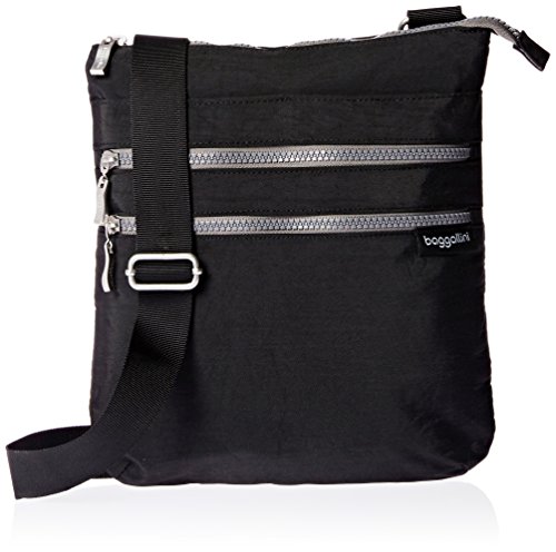 Baggallini Womens Comrade 3-zip Crossbody Cross Body Handbag, Black With Sand Lining, One Size US