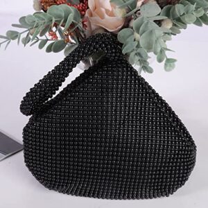 ele eleoption women black beaded clutch purse women’s evening clutch triangle lady girl evening bag for cocktail wedding party for 6.0inch android ios phones