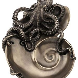 Veronese Design Container of Curiosity Bronze Finish Octopus On Nautilus Shell Tray