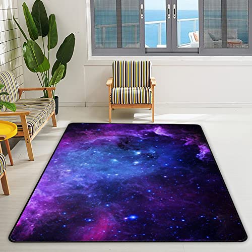 My Little Nest Universe Galaxy Purple Sky Stars Custom Area Rug 4'10" x 6'8" Lightweight Modern Floor Mat Non-Slip Indoor Outdoor Decor Soft Carpet for Bedroom Living Dining Room