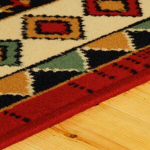 SUPERIOR Folk Diamond Rustic Eclectic Bohemian Power-Loomed Indoor Area Rug, 4' x 6', Red