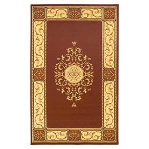 Superior Elegant Medallion Collection 5' x 8' Area Rug, Attractive Rug with Jute Backing, Durable and Beautiful Woven Structure, Floral Medallion Rug with Broad Border - Toffee