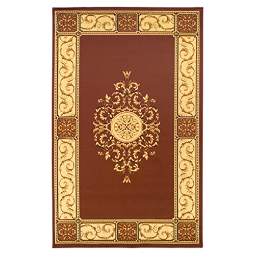 Superior Elegant Medallion Collection 5' x 8' Area Rug, Attractive Rug with Jute Backing, Durable and Beautiful Woven Structure, Floral Medallion Rug with Broad Border - Toffee