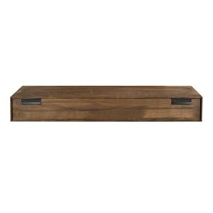 Kate and Laurel Boxx Floating Wooden Wall Mantel Shelf, 36 Inches, Rustic Brown