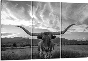 kreative arts – large modern canvas wall art for home and office decoration animal pictures print art on canvas texas longhorn canvas prints giclee artwork for wall decor 16x32inchx3pcs