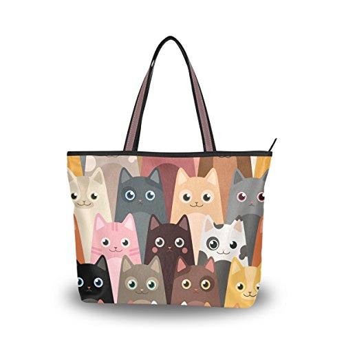 Cat Tote Bag with Zipper,Cat Tote Bag for Women,Cat Tote Purse Cat Handbag L