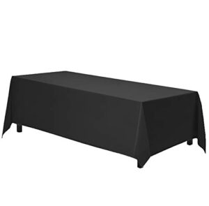 gee di moda rectangle tablecloth | 90 x 156 inch – black rectangular table cloth for 8 foot table in washable polyester | great for buffet table, parties, holiday dinner, wedding & baby shower