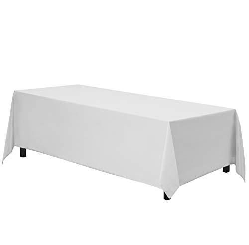 Gee Di Moda Rectangle Tablecloth | 90 x 156 Inch - White Rectangular Table Cloth for 8 Foot Table in Washable Polyester | Great for Buffet Table, Parties, Holiday Dinner, Wedding & Baby Shower