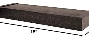 HIGH & MIGHTY 515603 Modern 18" Floating Shelf Holds up to 15lbs, Easy Tool-Free Dry Wall Installation, Flat, Retail Packaging, Espresso