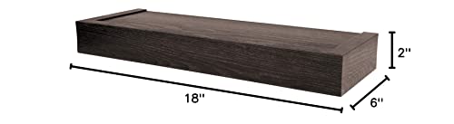 HIGH & MIGHTY 515603 Modern 18" Floating Shelf Holds up to 15lbs, Easy Tool-Free Dry Wall Installation, Flat, Retail Packaging, Espresso