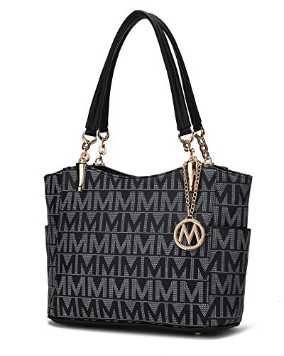 Mia K Collection Shoulder Handbag for Women: Vegan Leather Satchel-Tote Bag, Top-Handle Purse, Ladies Pocketbook Black