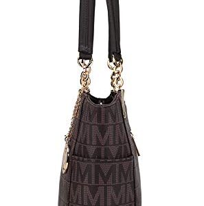 Mia K Collection Shoulder Handbag for Women: Vegan Leather Satchel-Tote Bag, Top-Handle Purse, Ladies Pocketbook Black