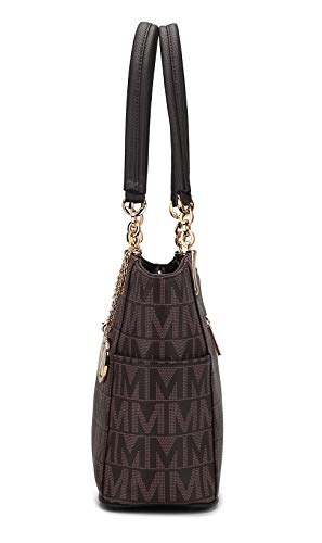 Mia K Collection Shoulder Handbag for Women: Vegan Leather Satchel-Tote Bag, Top-Handle Purse, Ladies Pocketbook Black