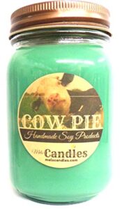 cow pie – 16 ounce country jar 100% hand made soy candle -smells like fresh cut grass