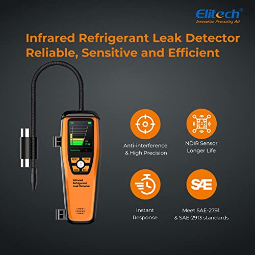 Elitech HVAC Refrigerant Leak Detector 10 Yrs Infrared Sensor Life Halogen Freon Sniffer, Air Conditioning Detection, Automotive Gas Finder, R22 R410A R134A R1234YF CFCs HCFCs HFCs, ILD-200