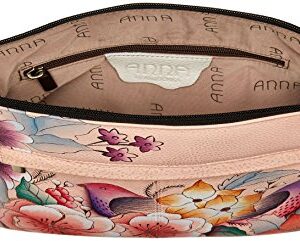 Anna by Anuschka Women's Genuine Leather Medium Crossbody with External Zipper Pocket | Hand Painted Original Artwork | Vintage Garden