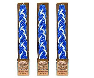 Set of 3 Blue and White Braided Havdalah Wax Candle