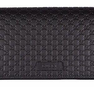 Gucci Women's Leather Micro GG Guccissima Mini Crossbody Wallet Bag Purse (Black)