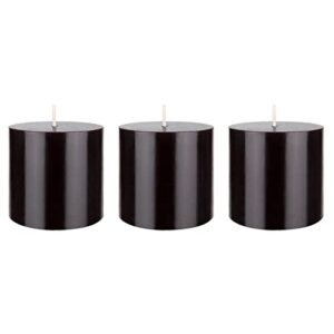 mega candles 3 pcs unscented black round pillar candle, hand poured premium wax candles 3 inch x 3 inch, home décor, wedding receptions, baby showers, birthdays, celebrations, party favors & more