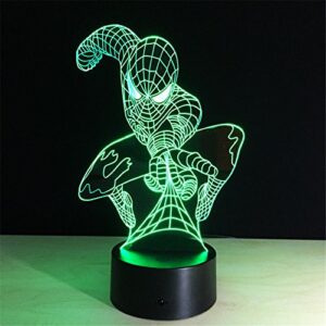 E-lec 3D Night Lamp Optical Novelty Illusion Led Light Smart Touch Dimmer Lights 7 Color Changing Bedroom Home Decoration Visual RGB Gradient Table Lamps for Kids Gift Spiderman Toys