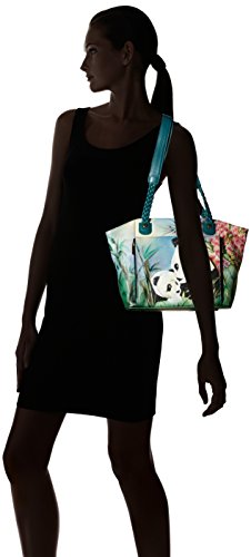 Anna by Anuschka Hand Painted Leather Women's East WEST Organizer Tote, Lovable Panda