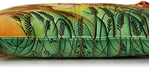 Anna by Anuschka Hand Painted Leather Women's V TOP MULTICOMPARTMENT Crossbody, Lion in Love